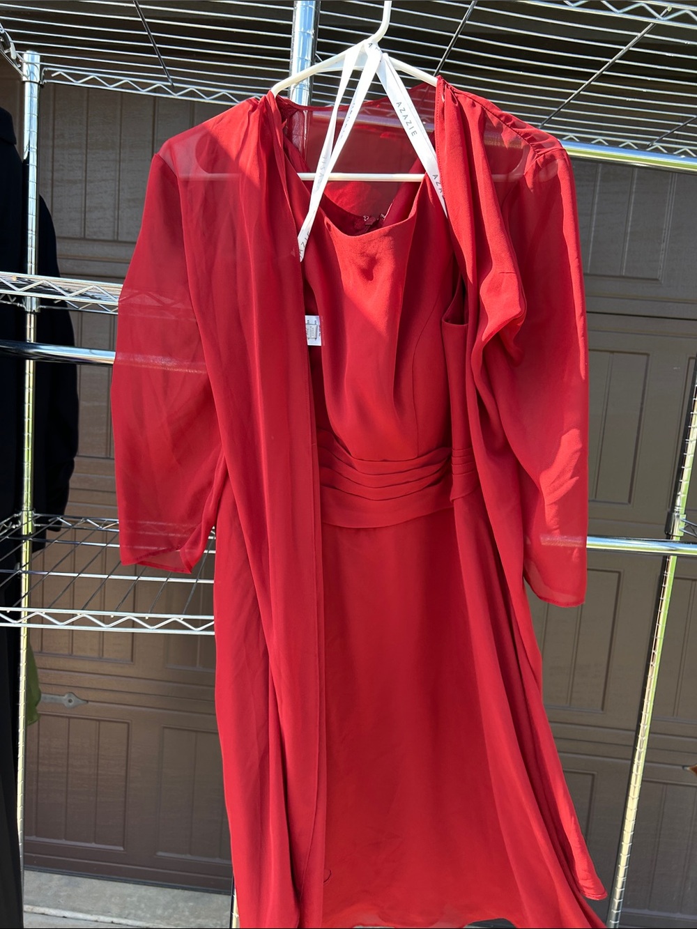 Red Chiffon Evening Dress with Sheer Jacket